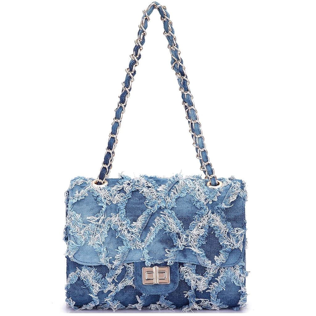 PALAY® Small Shoulder Bag for Women Fashion Blue Denim Crossbody Shoulder Bag Chain Bag Shoulder Bag Phone Bag Evening Bag Metal Interlock Closure Dainty Casual Shoulder Bag PALAY® Small Shoulder Bag for Women Fashion Blue Denim Crossbody Shoulder Bag Chain Bag Shoulder Bag Phone Bag Evening Bag Metal Interlock Closure Dainty Casual Shoulder Bag